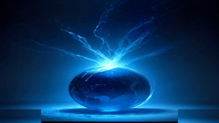 Moody 16:9 RCG comics thumbnail of a shattered chrome wizard staff and cracked crystal orb beside a metallic dragon scale under red-blue smoke, no text or logos.
