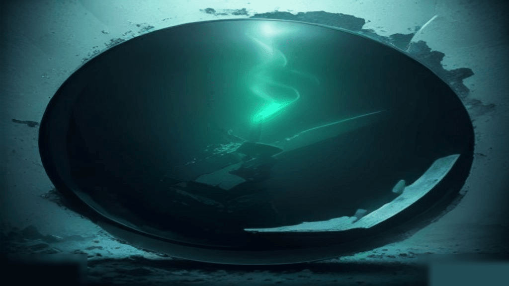 Moody 16:9 RCG gaming thumbnail of a chrome scrap-metal gauntlet over a neon trash-pit vortex with teal-green smoke, no text or logos.