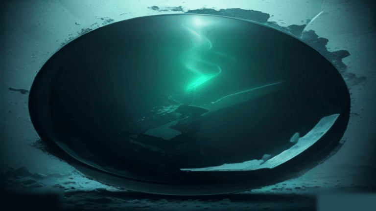 Moody 16:9 RCG gaming thumbnail of a chrome scrap-metal gauntlet over a neon trash-pit vortex with teal-green smoke, no text or logos.