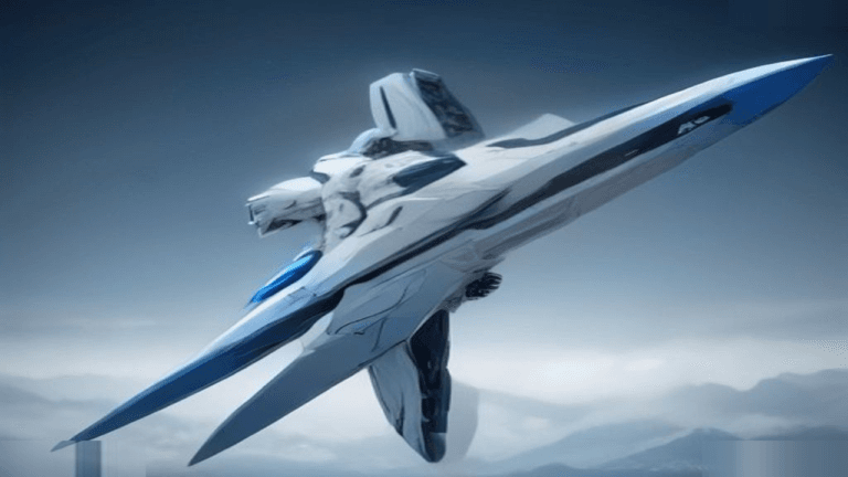 Moody 16:9 RCG gaming thumbnail of abstract mech sword-lance over space viewport with cyan-violet energy smoke, no text or logos.