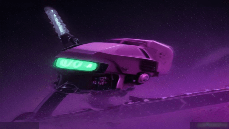 Moody 16:9 RCG gaming thumbnail of a glossy pink-chrome chainsaw crossed with a glitter lollipop over neon Hollywood skyline smoke, no text or logos.