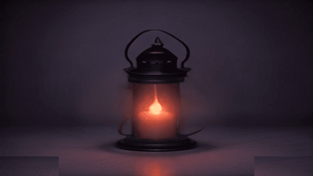 Moody 16:9 RCG comics thumbnail of a blood-red glass mining lantern wrapped in purple crystalline vines and a chrome sheriff star in fog, no text or logos.