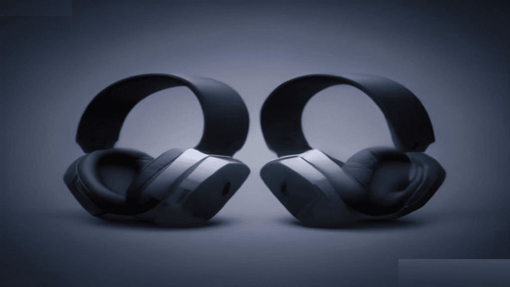Moody 16:9 RCG gaming thumbnail of abstract glossy black and white wireless headset shells with cyan planar glow over chrome smoke, no text or logos.