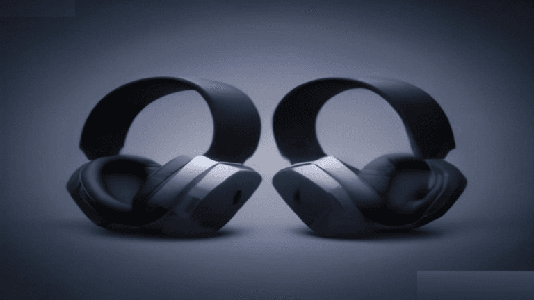 Moody 16:9 RCG gaming thumbnail of abstract glossy black and white wireless headset shells with cyan planar glow over chrome smoke, no text or logos.