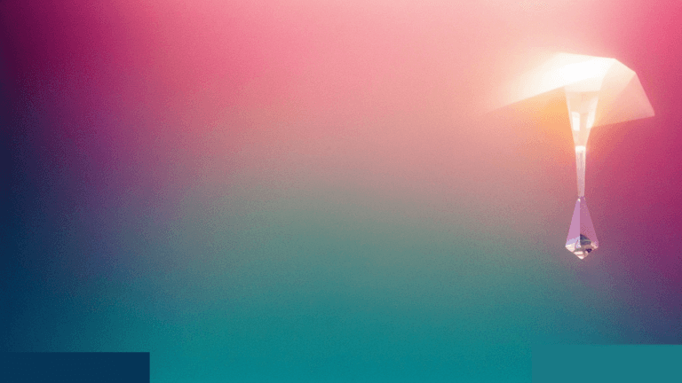 Moody 16:9 RCG gaming thumbnail of a faceted prism crystal and jade blossom relic refracting cyan magenta gold light over a chrome tuning fork, no text or logos.