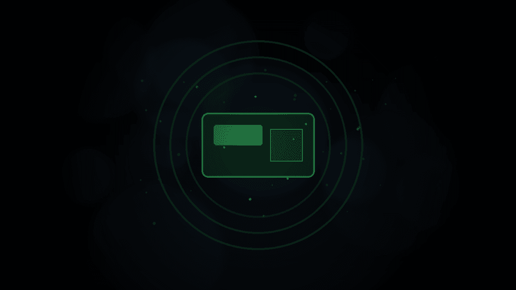 Moody 16:9 RCG gaming thumbnail of an emerald holographic vault gate and keycard over chrome floor with sand-gold sparks, no text or logos.